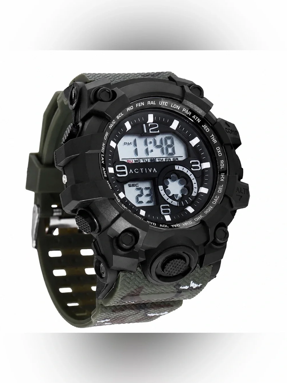 Activa by Invicta Men’s Digital Analog Tactical Watch Black Olive Camo